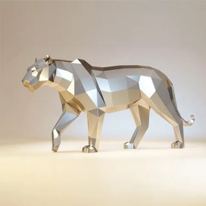 Large stainless steel Metal Geometric Tiger Sculpture