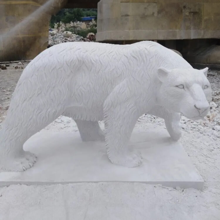 Marble Bear Statue showing a realistic bear with detailed fur texture