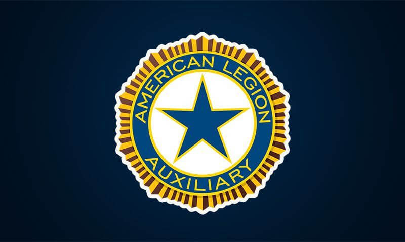 Official emblem of the American Legion Auxiliary with blue and gold star design