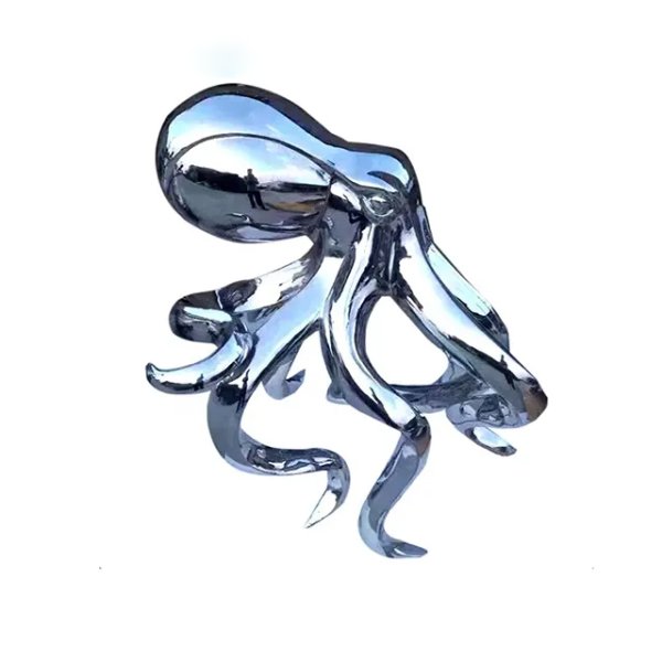 Silver Octopus Sculpture crafted in stainless steel with mirror finish