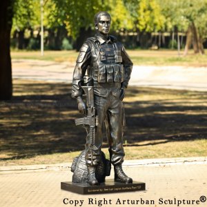 bronze Female Military Statue dressed in ACU