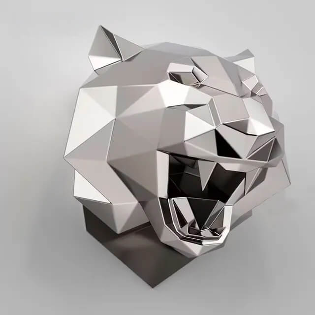 wall-mounted stainless steel Tiger Head Bust with open mouth