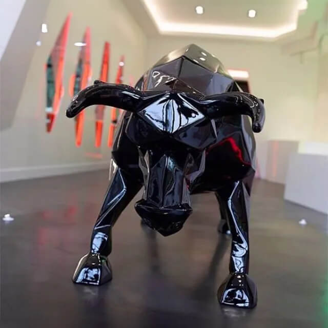 Black stainless steel Geometric Bull Statue