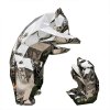 Contemporary Metal Bear Statue in stainless steel featuring a geometric adult bear and cub