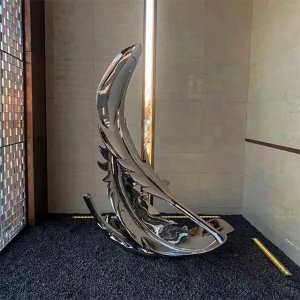 Feather Art Sculpture made of polished stainless steel