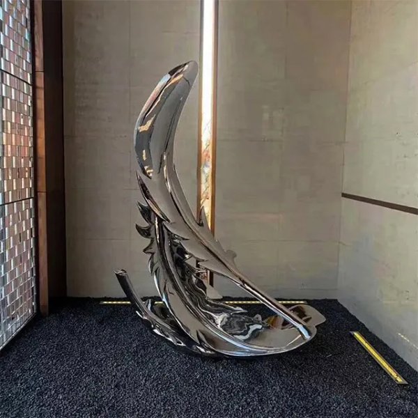 Feather Art Sculpture made of polished stainless steel