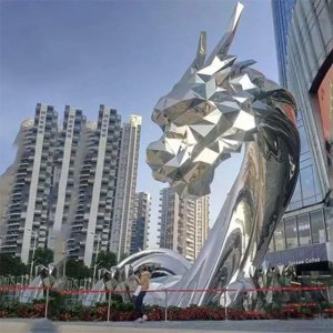 Geometric Stainless Steel Dragon Sculpture