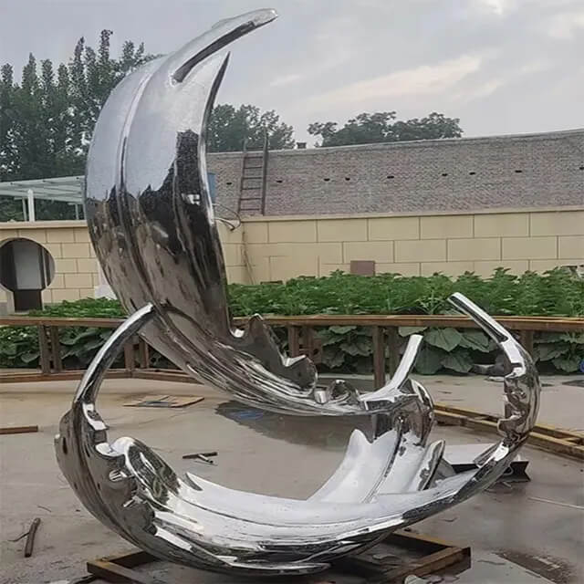 Large Feather Art Sculpture crafted from stainless steel