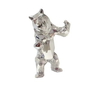 Modern Bear Statue in stainless steel with geometric polygonal design