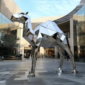 Polished stainless steel Geometric Camel Sculpture