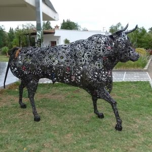 Scrap Metal Bull Sculpture made from gears and machine parts