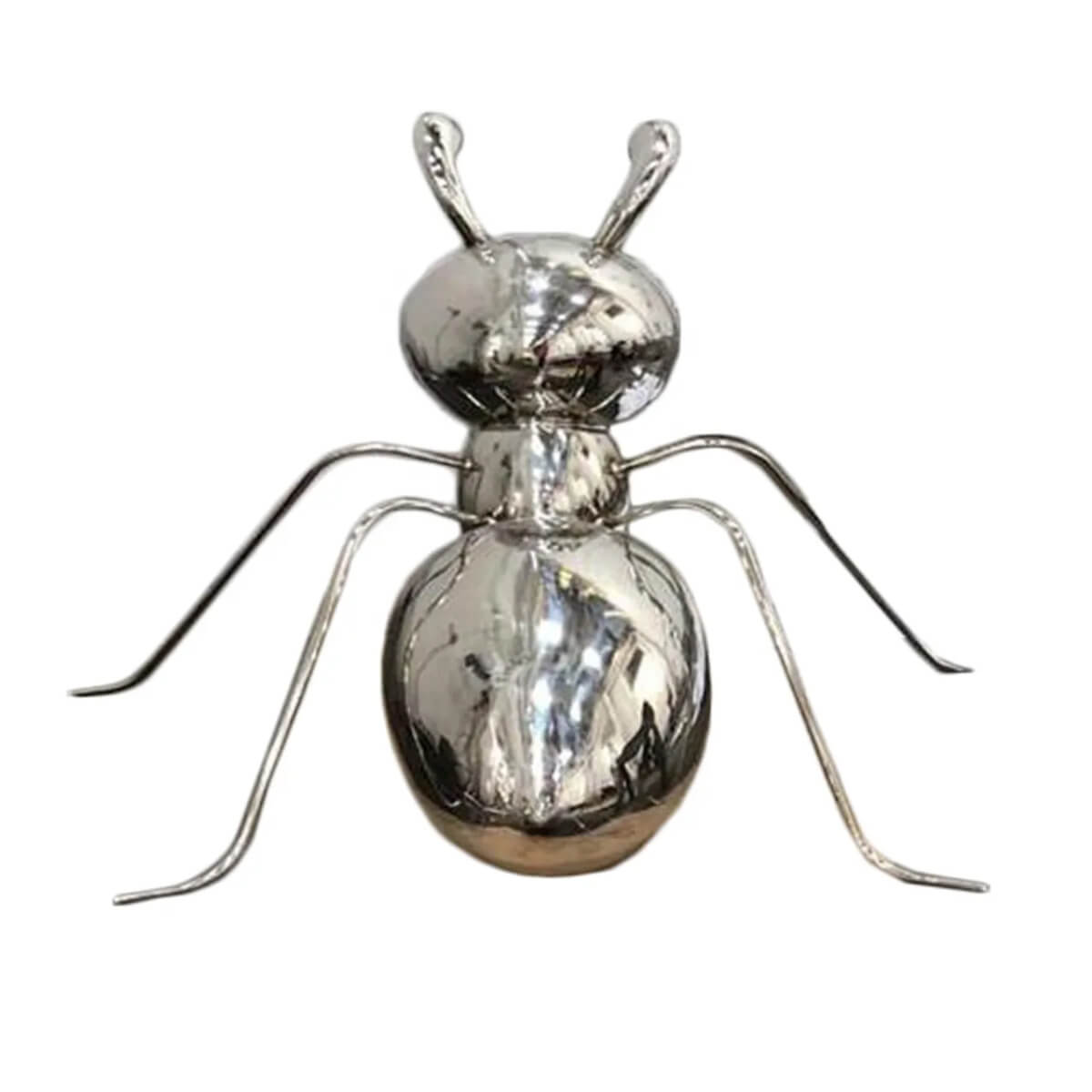 Shiny Metal Ant Yard Art Statue with polished finish