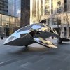 Stainless Steel Fish Sculpture with geometric design resembling a shark