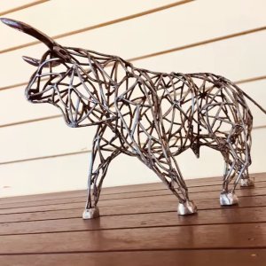 Stainless steel Wire Bull Sculpture