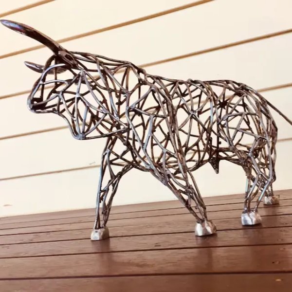 Stainless steel Wire Bull Sculpture