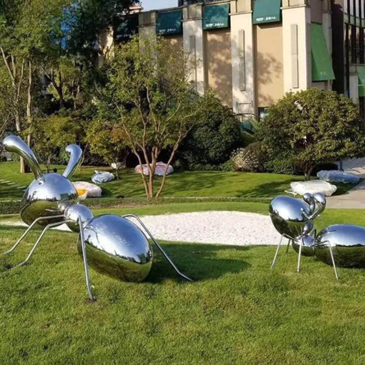 Two Metal Ant Yard Art Statues crawling