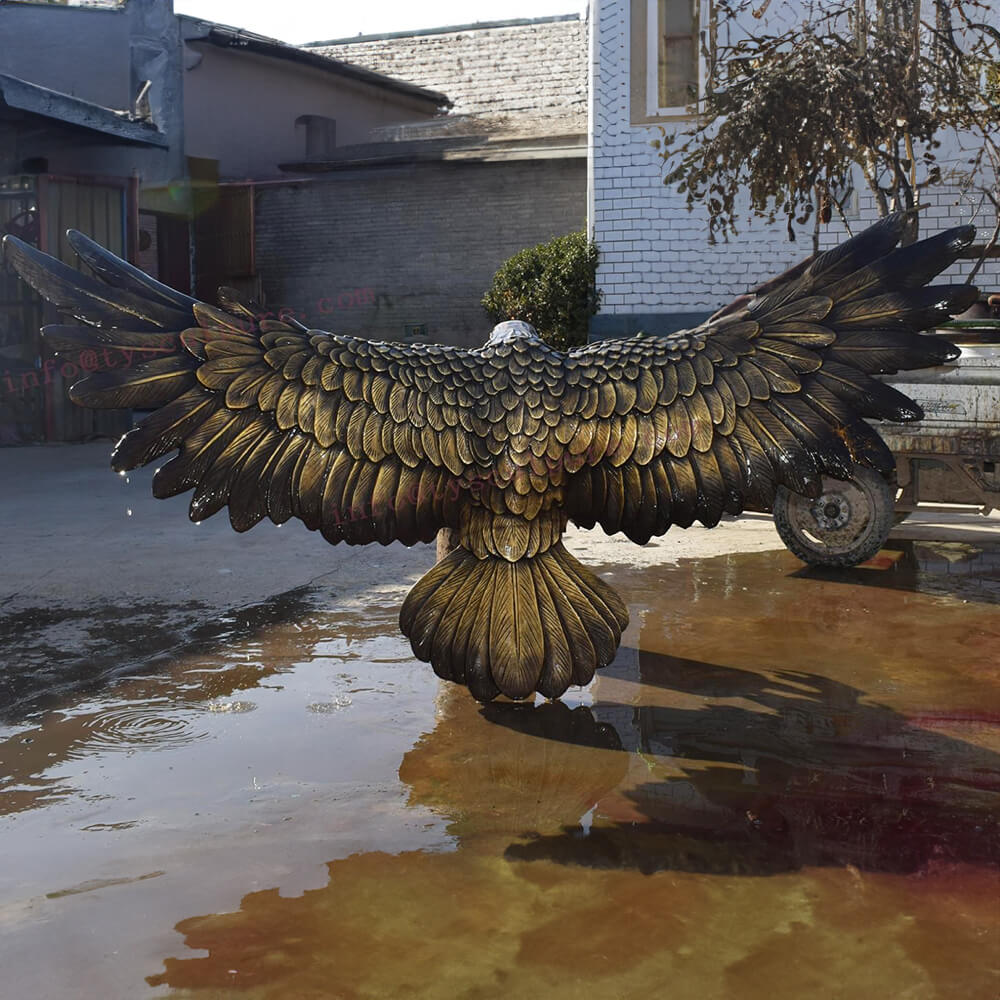 Bronze Large Eagle Sculpture showing detailed feathers
