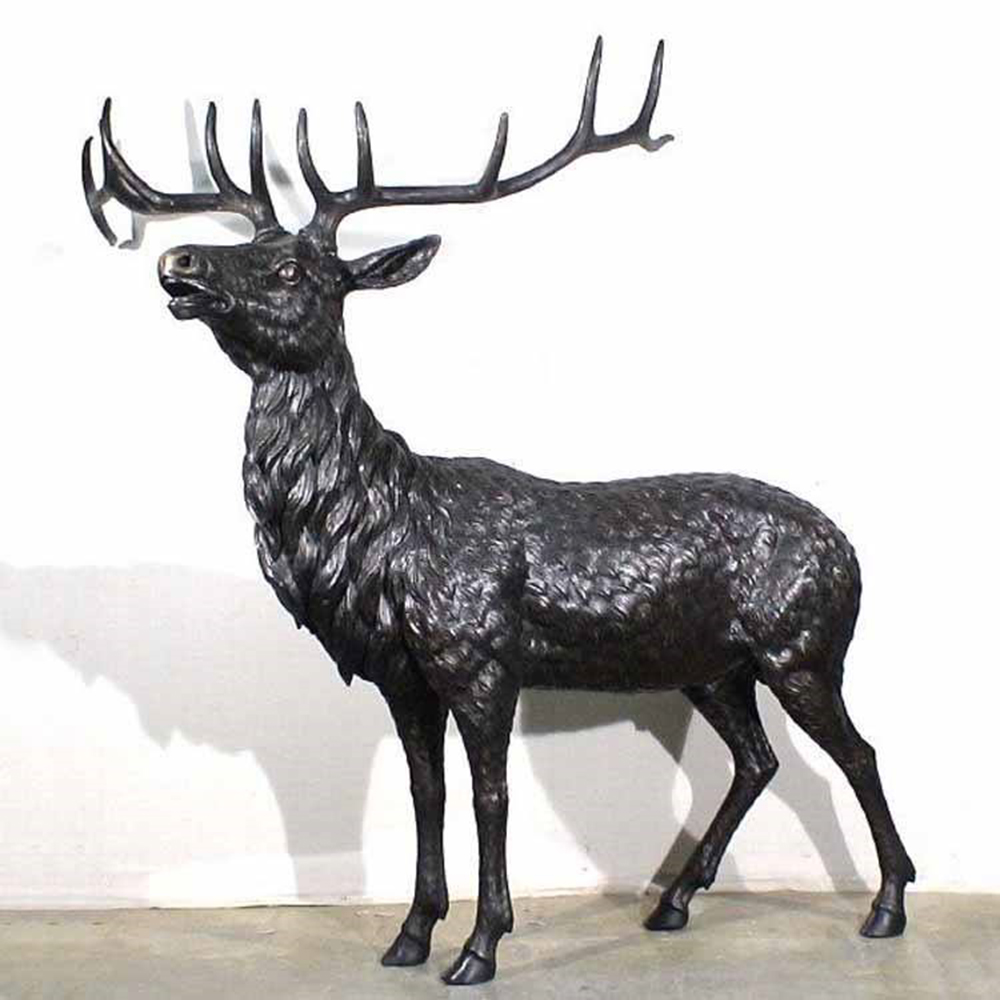 Bronze Large Stag Statue with detailed antlers
