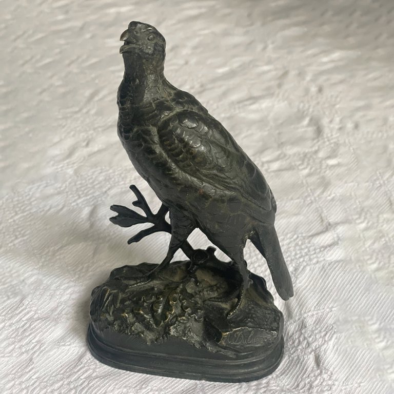 Bronze Partridge Statue by Alfred Dubucand, finely detailed feathers