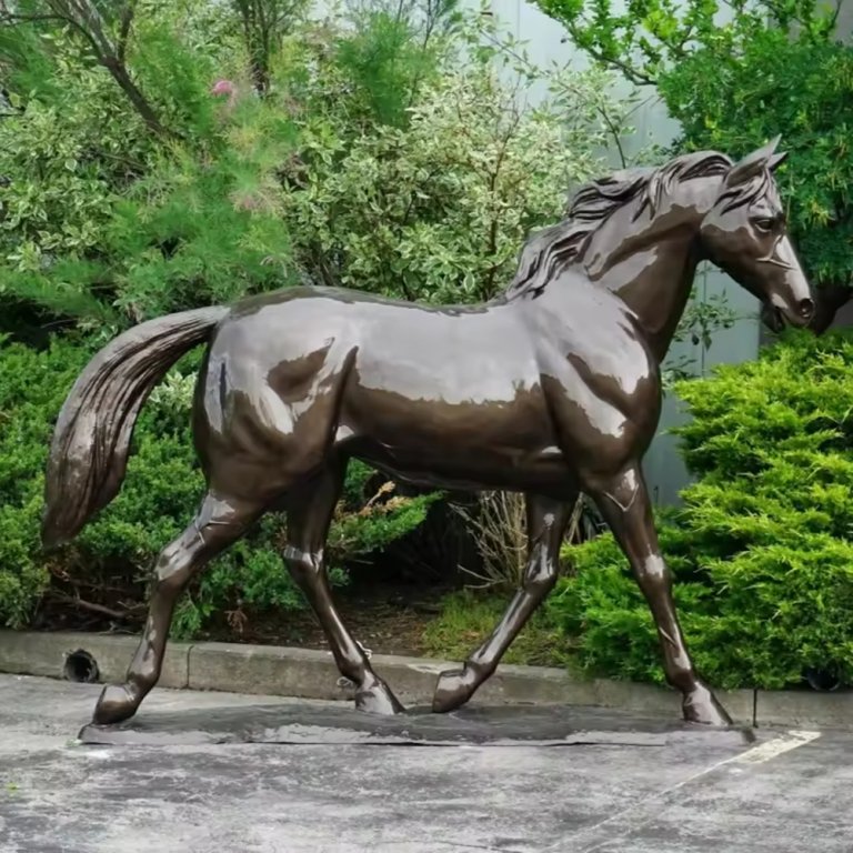 Elegant bronze Walking Horse Statue for Sale with detailed muscles and lifelike posture
