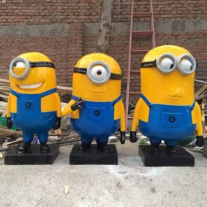 Fiberglass Minion Statue for Sale featuring three cartoon characters in different funny expressions