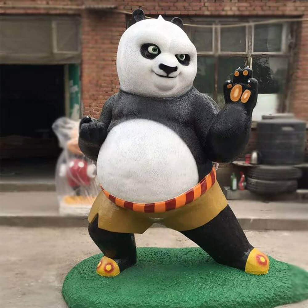 Kung Fu Panda Sculpture in fiberglass depicting Po with playful martial arts pose
