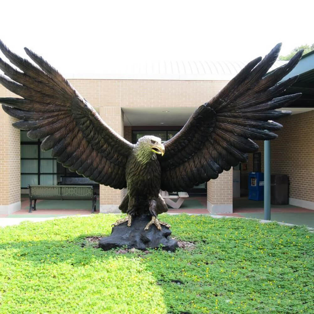 Large Eagle Sculpture bronze artwork with wings spread wide