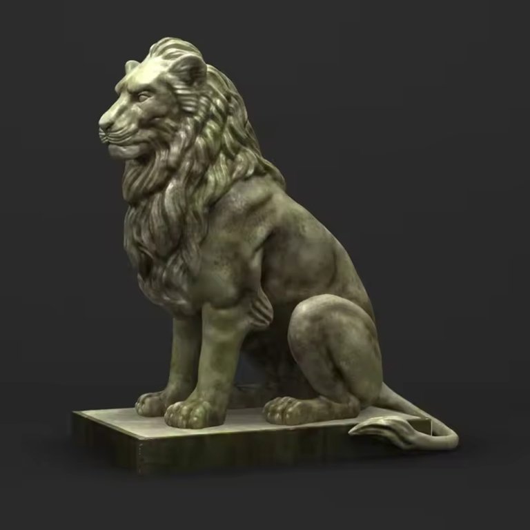 Life Size Lion Statue for Sale in bronze depicting a powerful sitting lion
