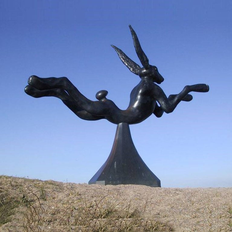 Realistic bronze Leaping Hare Statue capturing movement