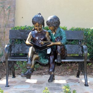 Best Friend Sculpture bronze children reading on bench